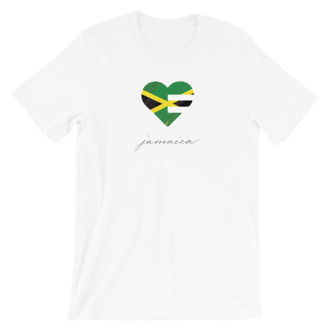 White Jamaica Heart Unisex Tee