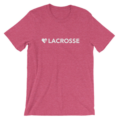 Raspberry Heart=Lacrosse Unisex Tee