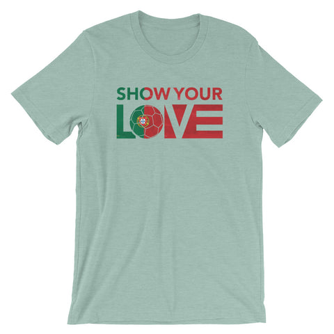 Heather Prism Dusty Blue Show Your Love Portugal Unisex Tee