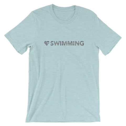 Ice blue Heart=Swimming Unisex Tee