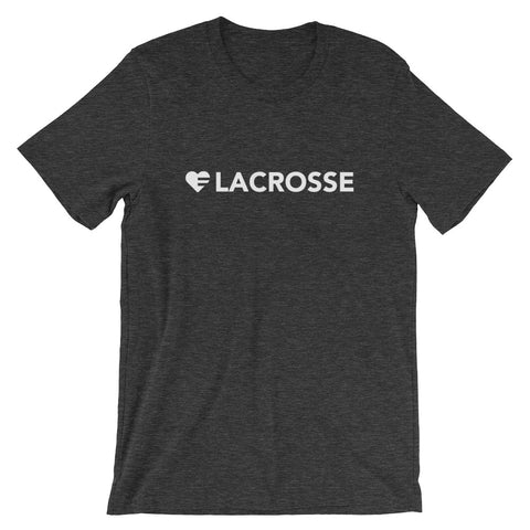 Dark Grey Heart=Lacrosse Unisex Tee