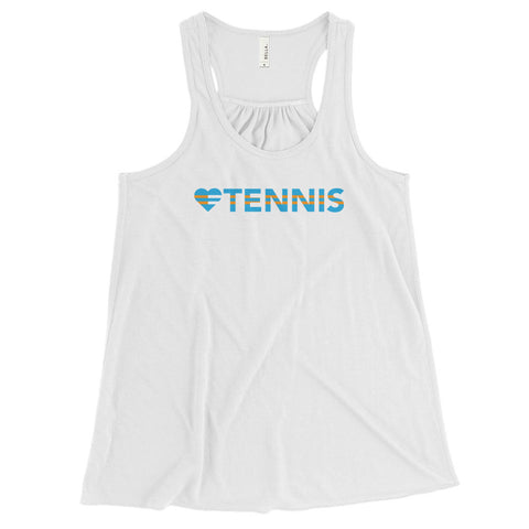 White Heart=Tennis Racerback Tank