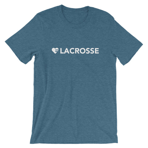 Deep Teal Heart=Lacrosse Unisex Tee