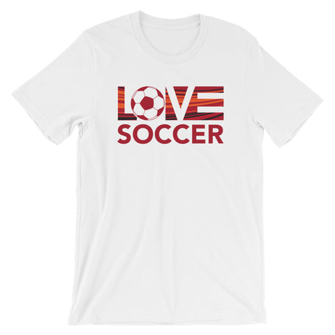 White LOV=Soccer Unisex Tee