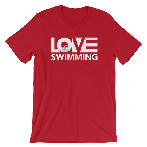 Red LOV=Swimming Unisex Tee