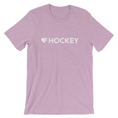 Heather Prism Lilac Heart=Hockey Unisex Tee